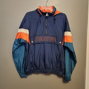 VTG 90's Starter anorak jacket navy blue, teal, orange, white size small